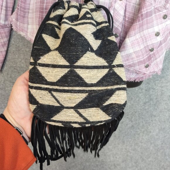 American Eagle Out Bag S Crossbody Boho Aztec Leather Canvas Festival Western - Picture 5 of 16